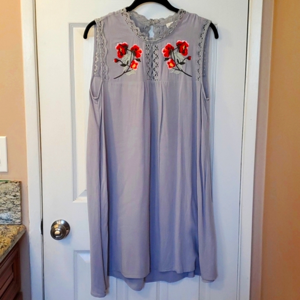Silver Gray Bohemian Boho Babydoll Dress